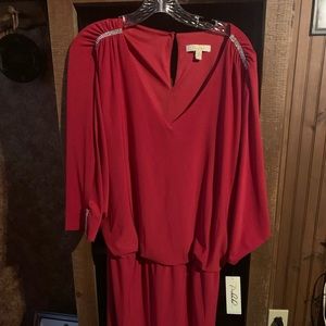 Red dress with key hole arms.